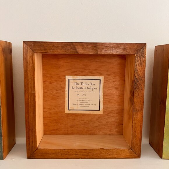 Trio of Single Tulips - Made by The Tulip Box  Montreal QC - On Wooden Block Fra - Picture 6 of 16